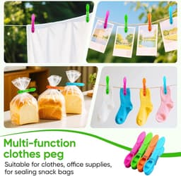 Dailygoods- Wasknijpers Set 48 Stuks - Windbestendige Wasknijpers - Knijperzak - Kleine Wasknijpers - Kledingknijpers - Geschikt voor Camping - Knijpers — thumbnail 5