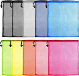 Waszakken 10 Stuks - Kleurige Nylon Mesh Tassen - Trekkoord Sluiting - Ideaal voor Opbergen en Reizen - ShopVlot — thumbnail 1