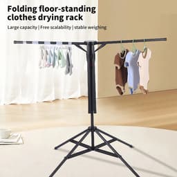 Dailygoods Wasrek van koolstofstaal, opvouwbaar, staand, draagbaar, met 6 uittrekbare stangen, hoogte- en breedteverstel — thumbnail 4