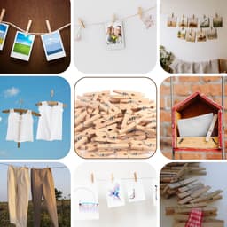 Houten wasknijpers - Kleine klemmen - Foto's ophangen - Natuurlijk materiaal - 120 stuks - Houtkleur — thumbnail 3