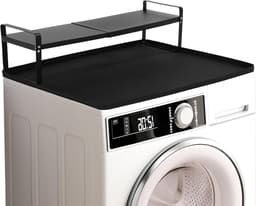 Wasmachine aanrecht - Droger plank - Wasruimte organiseren - Met opbergruimte - 36 x 22 x 18 cm - Zwart — thumbnail 1