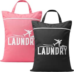 Waterdichte Reiswaszakken met Handvat - 2 stuks - 58 ×46 cm - Vuile Waszak met Ritssluiting - Opvouwbare Wetbag Kledingtas - voor Sportschool, Thuis, Reizen, Vakantie — thumbnail 1