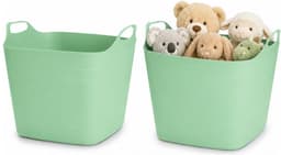Excellent Houseware Flexibele emmer - 2x - groen - 15 liter - kunststof - vierkant - 30 x 29 cm — thumbnail 1