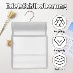 Wasknijperzak om op te hangen, eenvoudige ophanghaak voor het opbergen, knijperzak voor wasknijpers, herbruikbare wasknijperzak, waszak voor huis en tuin (wit) — thumbnail 3