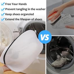 2 stuks - Schoenen Waszak - 42*24*24 cm - Wasnet voor Schoenen - Schoenwaszak - voor schoenen of sneakers - wasnet zakken - schoenen waszak opbergruimte - bescherm uw schoenen tegen beschadigingen - waszak - wit — thumbnail 2