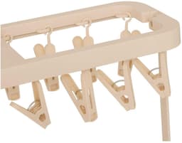 5Five Wasgoed droogcarrousel/droogmolen - 32 clips/knijpers - beige - kunststof - 40 x 12 x 43 cm - ruimte besparend — thumbnail 5