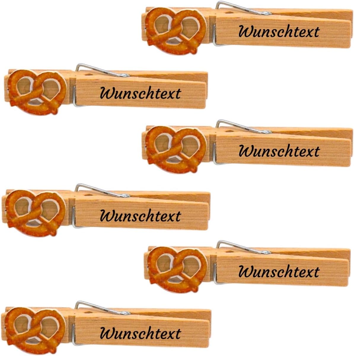 Wasknijpers BREZEL, 6 stuks, voor Oktoberfest, verjaardag, bedrijfsfeest, bruiloft, naambordje — afbeelding 1