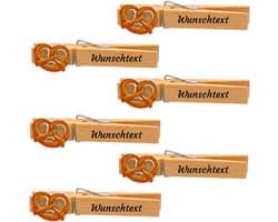 Wasknijpers BREZEL, 6 stuks, voor Oktoberfest, verjaardag, bedrijfsfeest, bruiloft, naambordje