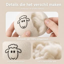 Drogerballen - 6 Stuks - Herbruikbare Wasdrogerballen - 100% Schapenwol - 7 cm - Minder klitten en kreukels - Met Opbergzak - Wit — thumbnail 5