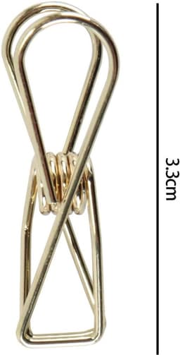 50 stuks metalen draadklemmen, multifunctionele stalen draadklemmen, minispelden voor kleding, rekeningen, papier, kantoorbenodigdheden, keuken, kamperen (32 mm, goud) — thumbnail 5