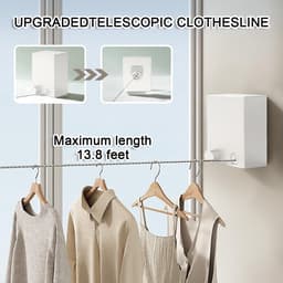 Retractable indoor waslijn 4,2m - wandmontage - wit - ruimtebesparend drogen - ShopVlot — thumbnail 3