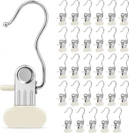 Wasknijpers roestvrij staal, grote wasknijpers, wasknijpers met haken, antislip kleerhangers, haken met clip, metalen klemhaken voor laarzen, broeken, schoenen, kleding (wit) — thumbnail 1