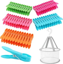 Wasknijpers, 60 stuks wasknijpers van kunststof met stevige buitenringveer voor waslijn, wasknijpers, multicolor wasknijpers, windfes voor handdoek, kleding sokken — thumbnail 1