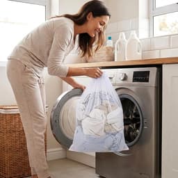 SnelShoppen - Waszakken 2-Piece, 70x90 cm Grote Wasnetten voor Wasmachine met Trekkoord, Fijnmazige Waszak voor Beddengoed, Knuffels en Opslag, Wit — thumbnail 4