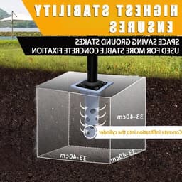 Universele grondanker voor parasol, stevige metalen basisplaat voor betonnen ondergrond, optimale stabiliteit en weerbestendigheid, geschikt voor zware wind en belastingen boven 1 kg — thumbnail 2