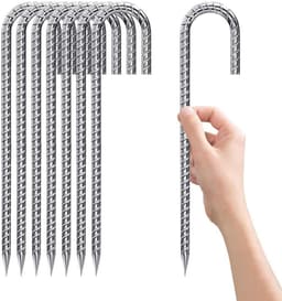 Grondankers - Tentharingen J-vorm - Tent Vastzetten - Verzinkt Roestvrij - 30 cm - Zilver — thumbnail 1