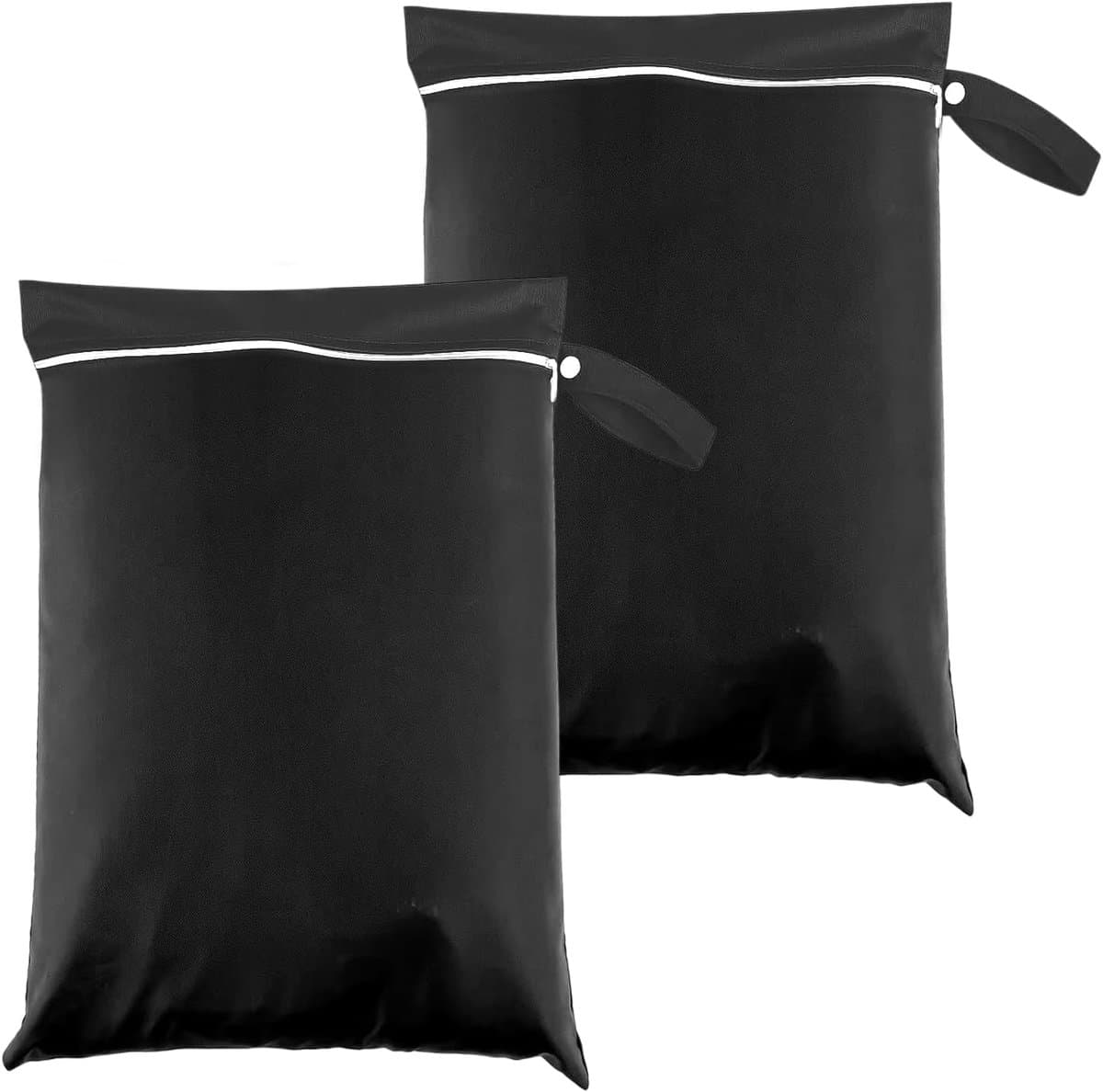 2 stuks natte tas, reiswaszak, grote natte tas, vuile waszak voor op reis, waterdichte zwemtas, tas voor natte zwemkleding 30 * 40cm (zwart) — afbeelding 1