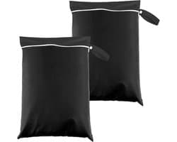 2 stuks natte tas, reiswaszak, grote natte tas, vuile waszak voor op reis, waterdichte zwemtas, tas voor natte zwemkleding 30 * 40cm (zwart)