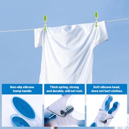 SnelShoppen - 30 Stuks Kleurige Wasknijpers - Weerbestendige Plastic Klemmen met Softgrip voor Kleding, Handdoeken, Sokken - 8.3 x 4 cm in Blauw, Geel — thumbnail 5