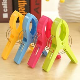 Strandhanddoekclips - Grote Wasknijpers - Antislip Ontwerp - Felgekleurde Plastic - Voor Ligbedden en Wasgoed - 4 Stuks — thumbnail 2