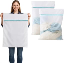 Wasnet XXL 60 x 80 cm - sterk gaas voor beddengoed, gordijnen en handdoeken - beschermt textiel tijdens wassen - m-winkel — thumbnail 1