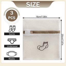 3 Stuks-waszak- waszakjes met rits-waszakken voor wasgoed-waszak sok-waszakken-waszak klein -wasnet-Herbruikbaar-Beschermt Kleding- voor intiem ondergoed — thumbnail 2
