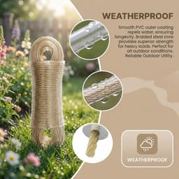 Dailygoods- Waslijn 30 m met stalen kern - PVC-omhulsel - Flexibel - Voor buiten - Tuin/camping - Geschikt voor kleding en beddengoed - Ophanglijn — thumbnail 2