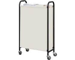 Dailygoods- Wasmand 80L smal - Wasmand met wielen - Kledingorganizer - Robuuste constructie - Ruimte-slim ontwerp - Beige - Opbergmand