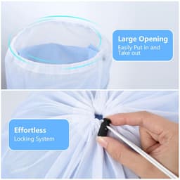 Dailygoods - OTraki Wasnet voor wasmachine, 40 x 50 cm, 2 stuks, grote waszak, met trekkoord, herbruikbare fijnmazige waszakken voor college, slaapzaal en woning (wit) — thumbnail 3