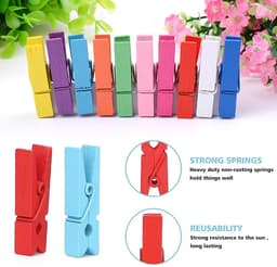 Dailygoods- Knutselharingen 10 m Koord - Mini Wasknijpers Hout - Fotobevestiging - Cadeau-accessoires - Creatieve Klemmen - Stabiel en Goed Afgewerkt — thumbnail 3