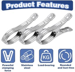Handdoekklemmen Roestvrij Staal - Strandhanddoekklemmen - Kledingclips - Metalen Clips - Duurzaam - Goede Klemkracht - Wasknijpers — thumbnail 5