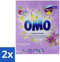 2 x Omo - Waspoeder - Lavendel & Mint - 5 kg - 100 Wasbeurten - Wasmiddel - Waspoeder - Lavendel En Mint - Wasbeurt - Wasgoed — thumbnail 1