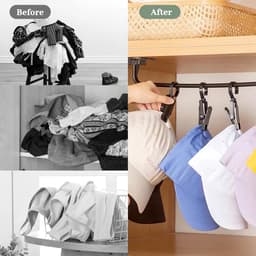 Washaken Clip - Drooghaak voor kleding - met 360 graden draaibare haak - Washaken met klemmen - kleerhangers voor sokken - Sterke plastic wasknijpers - Veelzijdig - draagbare antislip plastic hangers clips - 20stuks - zwart — thumbnail 4