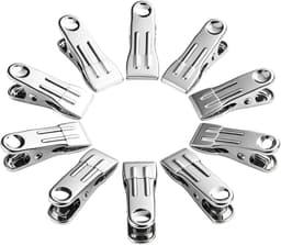Metalen Wasknijpers - Opbergklemmen - Kleding Drogen - Roestvrij Staal - 8 Stuks - Wit — thumbnail 1