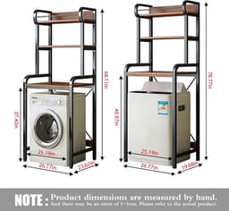 Multifunctioneel Wasrek - Opbergrek Badkamer - Ruimte Besparen - Verstelbaar Boven Machine - Twee Niveaus - Zwart — thumbnail 3