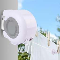 Intrekbare Waslijn - Draagbare Kledinglijn - Kleding Drogen - Dubbele Reel Functie - 13 meter - Wit — thumbnail 3