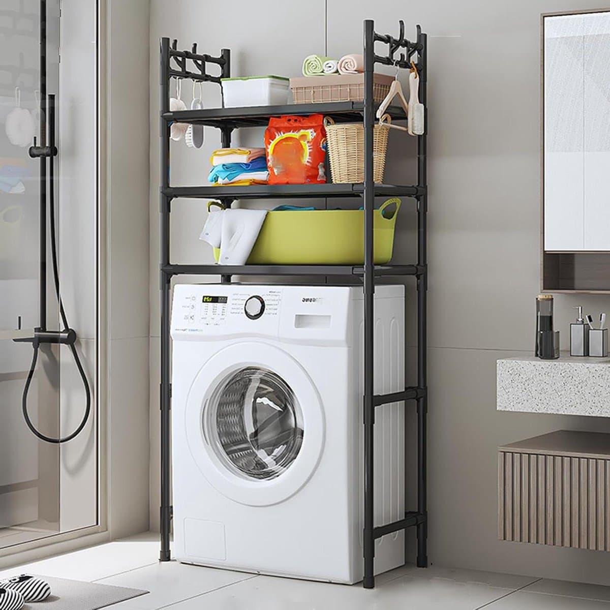 Multi-functional Rack for Washing Machine, Space Saving Storage Rack for Laundry Room, Bathroom, Kitchen and Balcony, Above Washing Machine and Tumble Dryer, Rack — afbeelding 1