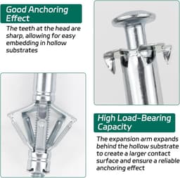 Hollewandanker Set - Metaal Ankers - Objecten Bevestigen - Gegalvaniseerd Koolstofstaal - M6 x 52 mm - Zilver — thumbnail 4