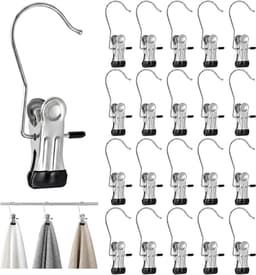 Wasknijpers Roestvrij Staal - Kledinghaken Klemmen - Kleding Ophangen - 360 Graden Draaibaar - 40 Stuks - Zwart — thumbnail 1