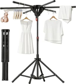 Damenzo - Droogrek - Wasrek - Droogtoren - Droogrek inklapbaar - Kleding - Rek - Draagvermogen tot 40 kg - 127x102×170 cm 6 Stangen - Zwart — thumbnail 1