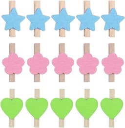 Houten Knijpers Hartjes - Mini Clips - Decoratie Maken - Natuurlijk Hout - 50 Stuks - Blauw — thumbnail 5