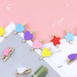 Houten Knijpers Hartjes - Mini Clips - Decoratie Maken - Natuurlijk Hout - 50 Stuks - Blauw — thumbnail 2