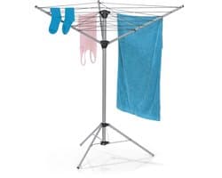EASYmaxx Droogmolen, inklapbaar droogrek voor binnen en buiten, weerbestendig en licht, in 4 standen in hoogte verstelbaar, ca. 14 cm x 11 cm x 131 cm [aluminium]