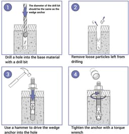 Wigankers - Metalen pluggen Ankerbout - Bevestigen in beton - Verzinkt staal - M14 x 160 mm - Zilverkleurig — thumbnail 2