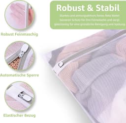 Set van 3 waszakken van mesh - Waszak met ritssluiting - Tas voor bh's, reiskleding, schoenen, koffer, sokken, ondergoed, babykleding — thumbnail 5