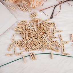 Mini houten wasknijpers - 400 stuks - kleine decoratieve clips voor school - kantoor - huiswerkdecoratie (25mm) — thumbnail 5