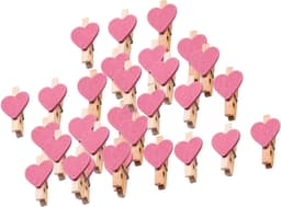 Mini fotoclips - Houten knijpers - Decoratie ophangen - Hartvormig design - 30 stuks - Roze — thumbnail 1