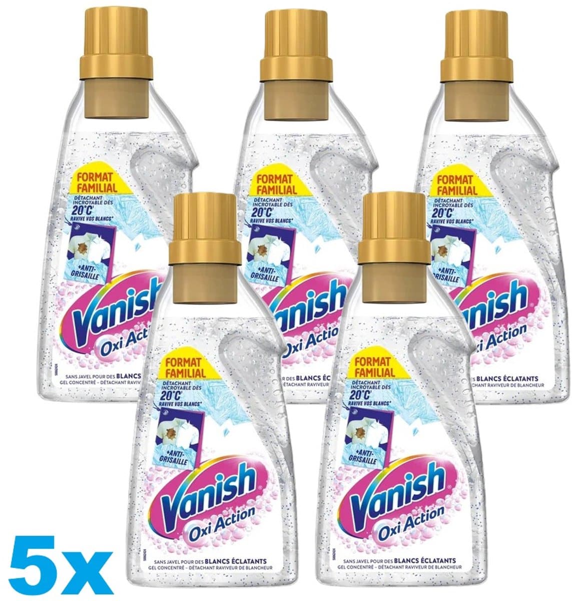 Vanish Oxi Action Gel – 5 x 1400ml – Vlekverwijderaar voor Witte Was – Stralend Wit — afbeelding 1