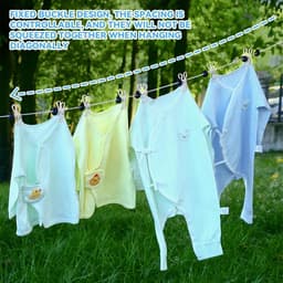 Draagbare Waslijn - Reis Waslijn - Kleding Drogen - 13 Antislip Gespen - 12 Wasknijpers - Wit — thumbnail 5