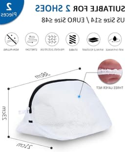 Wasnet voor Schoenen, Set van 2 Stuks, Waszak met Rits voor Sneakers en Sokken (38 x 21 x 23 cm), Ideaal voor Wassen en Bescherming — thumbnail 5